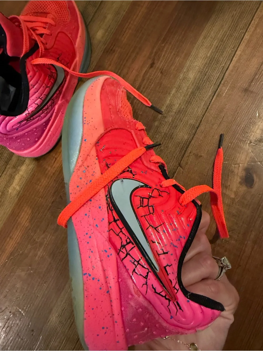 Nike Kids Neon Pink/Red Lace-Up Sneakers